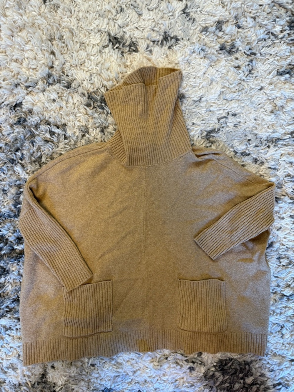 LOFT Ribbed Turtleneck Sweater - Camel Tan size XS oversized fit
